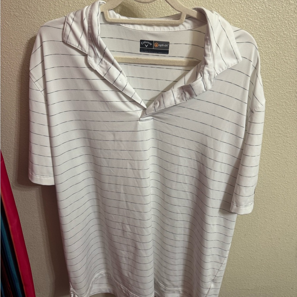 Callaway Opti-Dri White and Black Striped Shirt